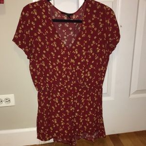 Sunflower print red romper